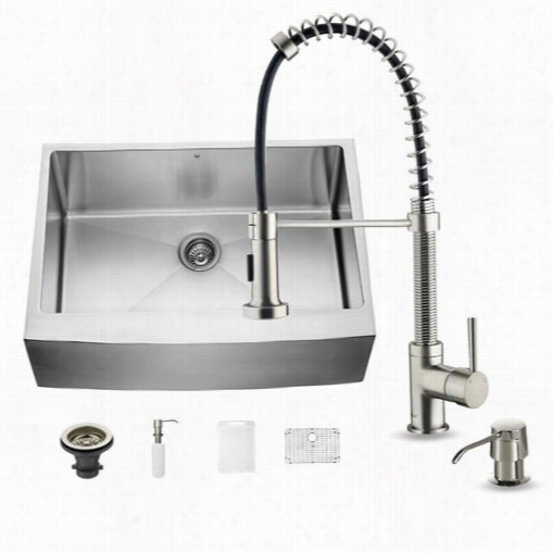 Vigo V G15272 All In Single 30"" Stainlesssteel Single Goblet Kitchen Sink And Vg02001stainless Steel Faucet Set