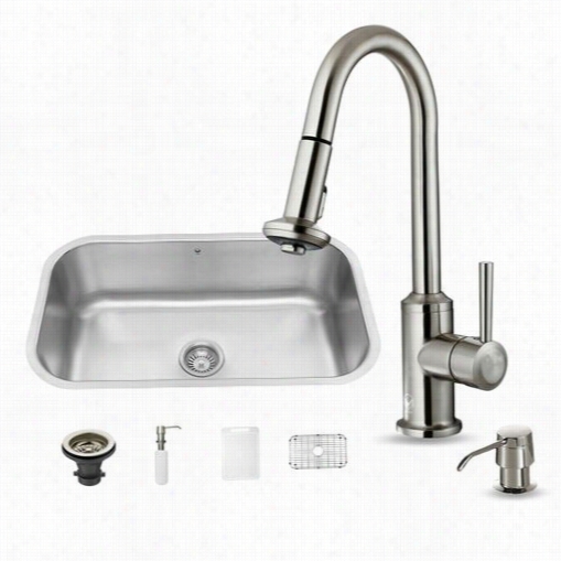 Vigo Vg15283 All In One 30"" Undermount Stailess Steel Ktichen Sink And Faucet Set