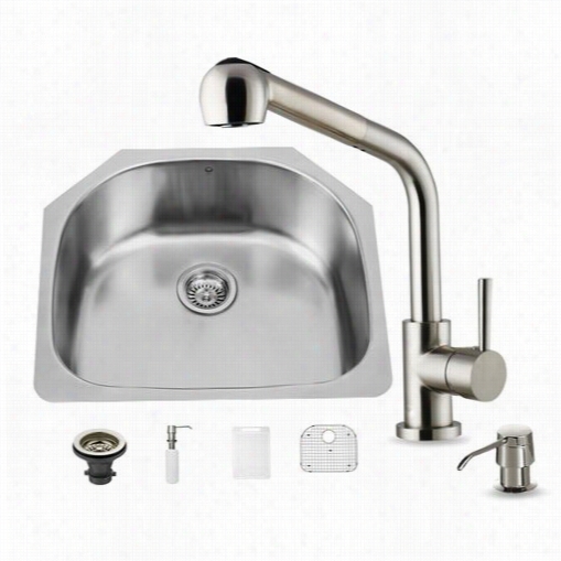 Vigo V G15292 All In One 24"" Unedrmount Stainless Steel Kitchen Sink  And  Faucet Set