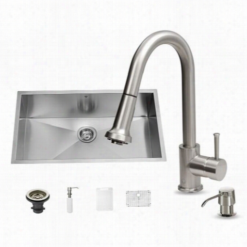 Vigo Vg15293  All  In One 30"" Undermount Stailness Steel Kitchen Sink And Faucets Et