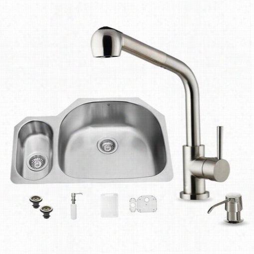 Vigo Vg15329 All In One  3 2"" Undermount Stainless Steel Kitchen Sink And Faucet Set