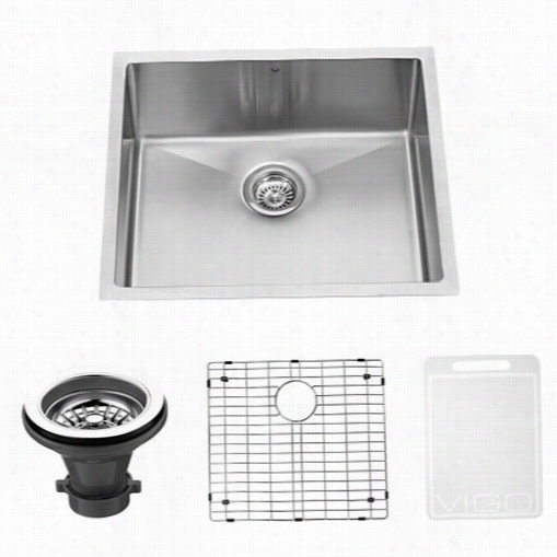 Vigo Vgr2320ck1 23"&q Uot; Undermount Stainless  Steel Kitchen Sink With Grid And Strainer