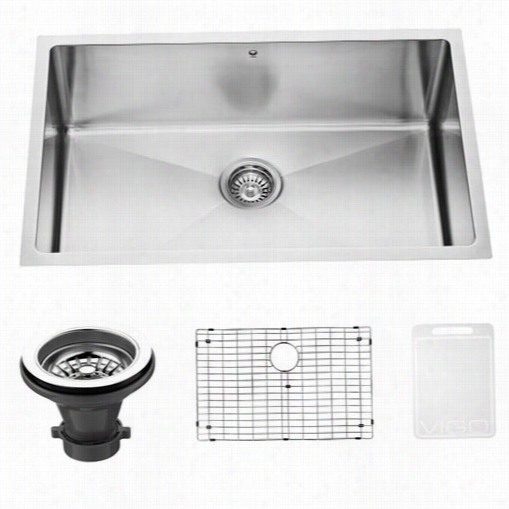 Vigo Vgr3019ck1 30q&uot;" Und Ermount Spotless Steel Kitchen Sink With Grid And Stainer