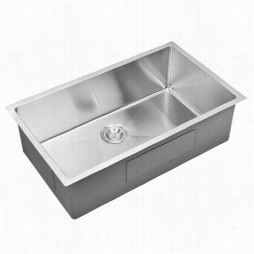 Watef Creation Sss-us-3219b 32"" X 19"" 15 Mm Corner Raius Single Bbowl Stainless Steel Hand Made Undermount Kitchen Sink