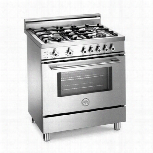 Bertazzoni P Ro304dfsx Pro 30&quo;&qot; Dual Fuel Slf Cle An Range In Stainless With 4 Brass Burners