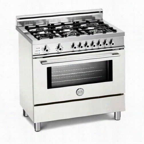 Bertazzoni Pro366dfsbi Pro 36"&quo T; Dual Fuel Self Cean Rnge In Bianco White With 6 Brass Burners