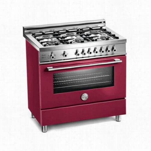 Bertazzoni Pro3366gasvi Pro 36"" Gas Range In Vino With 6 Brass Burners