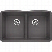 Blanco 441470 Silgranti Ii Diamonnd Undermount Equal Double Bowl Kichenn Sink In Cinder