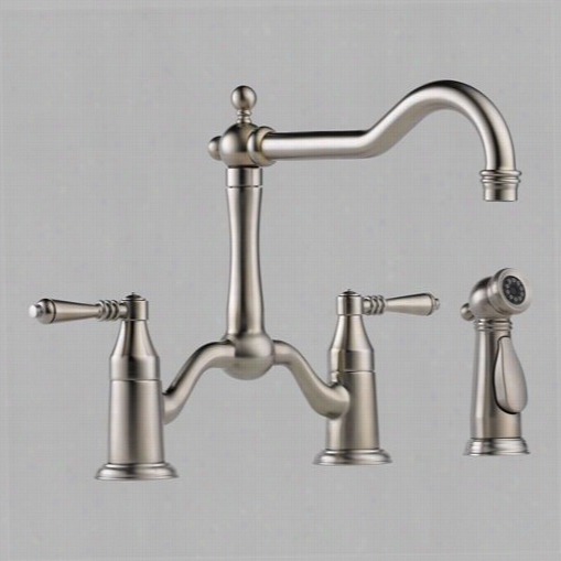 Brizo 62536lf-ss Trsa Two Handle Bridge Kitchen Faucet With Spray In Stainless