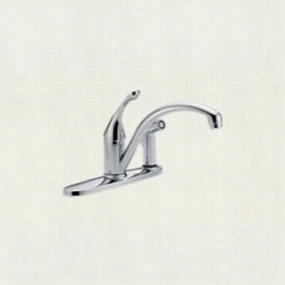 Delta 340-we-dst Collins 1 Handle Kitchne Faucet In Chrome With Intggral Spra