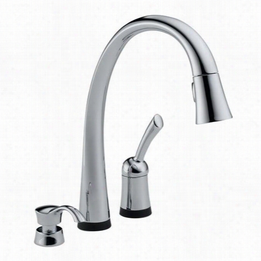 Delta 980t-sd-dst Pilar 1 Handle Pulloutt Spray Kitchen Faucet With Soap Dispenser In Chrome