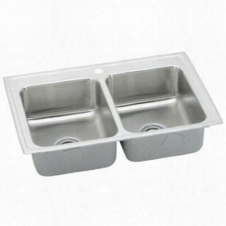 Elkay Bpsrq23171 Pacemaker 23"" Top Mount Double Bowl 1 Hole Bar Sink