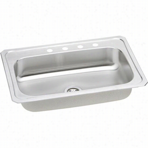 Elkay Crs33224c Elebriyt 33"" Top Mount Single Bowl 4 Hole Stainess Steel Sink