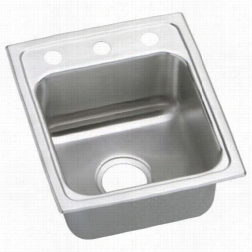 Elkay Dlr1517103 Lust Ertone 15"" Top Mount Single Bowl 3 Perforation Stainless Steel Sink