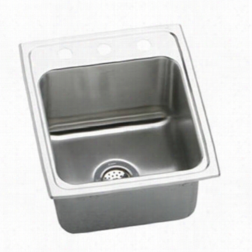 Elkay Dlr2222121 Lustertone 12-1/8"" Top Mount Single Bowl 1 Hole  Stainless Steel Sink