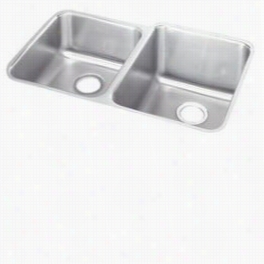 Elkay Elu3h120rpd Epicure 31-1/4"" X 20-1/2"" Right Larger Bowl Double Basins Sink In  Stainless Steel With 9-7/8"" Bowl Depth And Full Drain