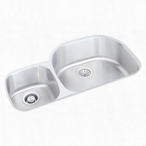 Elkay Eluh362110l Lustertone Deep Double Bowl Undermout Sink Smal1 Bowl On Left