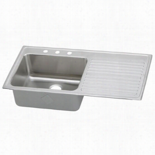 Elkay Ilgr4322l3 Lustertone4 3"" Top Mount Single Bowl 3 Hole Stainless Steel Sink