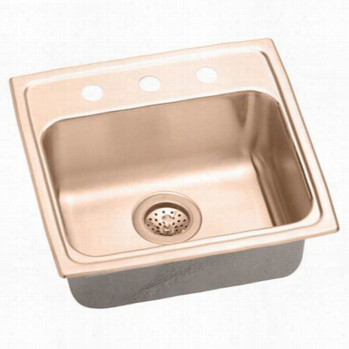 Elkay Lrad191845os4-cu Gourmet Lustertone Cuverro Anttimicrobial Copper 19&qtu;" X 18"" X 4-1/2"&wuot; Single Bowl  Top Mount Sink