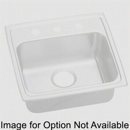 Elkay Lrad191845os4 Lustertone 4-1/2"" Top Mount Single Bowl 4 H Ole Stainless Steel Sink