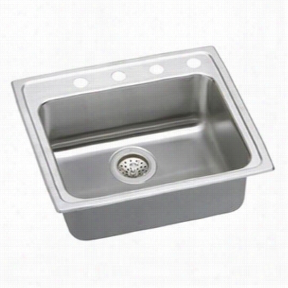 Elkay Lrad2521 40r Lustertone 25&"" X 21-1/4&quott;" Single Basin Right Drain Sink In Stai Nless Steel With 4"" Bowl Depth