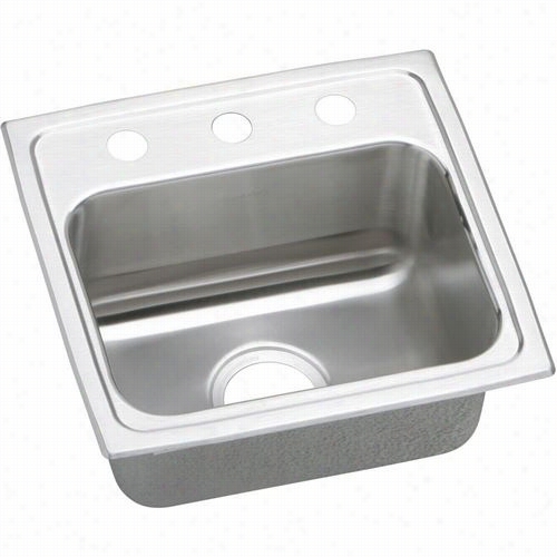 Elkay Lradq1716653 Lustertone 6-1/2"" Drop-in Single Bowl 3 Hole Stainless Steel Sink