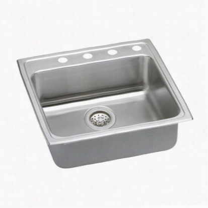 Elkay Lradq2222455 Lustertone 4-1/2"&uqot; Toop Mount Single Bowl 5 Hole Unsullied Steel Sink