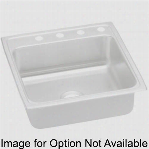 Elkay Lrq2222mr2 Lusyertone 22"" Tpp Mount Single Bowl 2 Hole Middle/rught Stainless Steel Sink