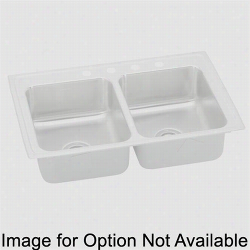 Elkay Lrq2922mr2 Lustertone  29"" Top Mont Double Bowl 2 Hole Middle/right Stainelss Harden Sink