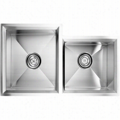 Fluid Udr3218s Point Kitchen Decline Undermount Deceitful Bowl Square Corner With Bevelled Rim In Stainless Steel