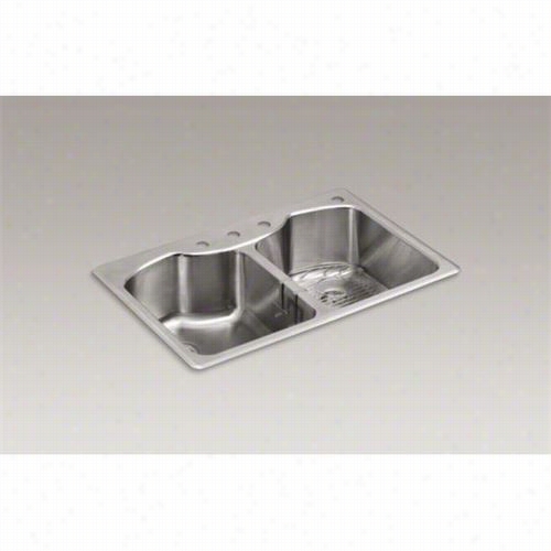 Kohler K-3842-4-na Octave Four Holse Top Mount Ddouble Equal Stainless Steel Kitchen Sink