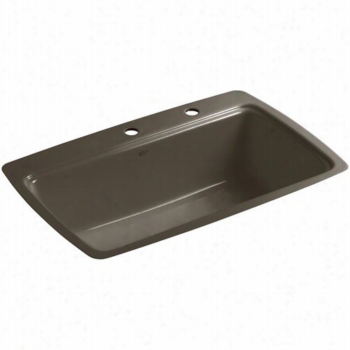 Kohler K-5864-2 Cape Dory Cast Iron 33"" Tile-in Rectangular Kitche N Sink With 2 Hole 8"" Widespread Faucet Drilling