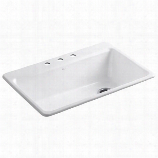 Kohler K-5871-3a2 Riverby 33"" T Hree Holes Top Moun Tsingle Bowl Kitchen  Merge With Accessories