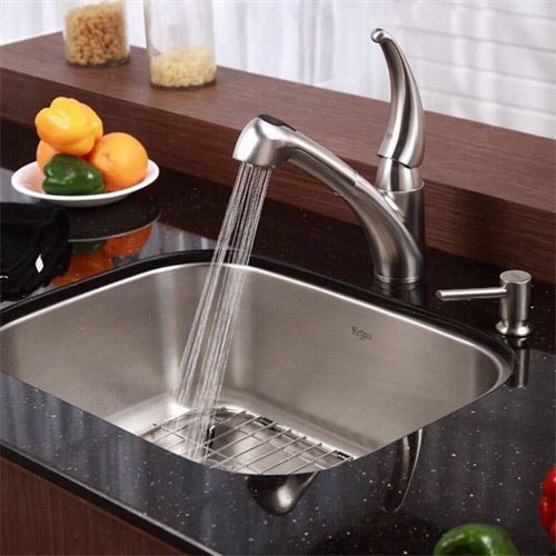 Kraus Kbu12-kpf2110-sd20 23&qout;&qu Ot; Undermount Single Bowl Stainless Steel Sink With Faucet