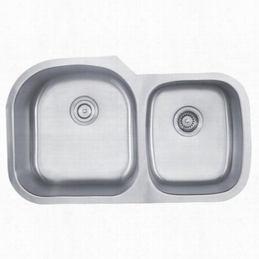 Kraus Kbu27 35"" Undermou Nt 55/45 Double Bowl 16 Measure  Stainless Steel Kitcchen Sink