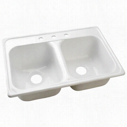 Lyons Industries Dks Style Lx Canadian 3 Hole Double Basin Acrylic Kitchen Sink