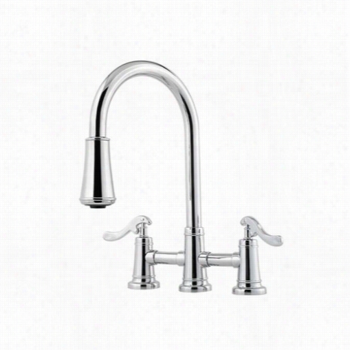 Pfister Gt531-ypc Ash Fielddouble Levr Handle Pullout Bridge Faucet In Polished Cnrome