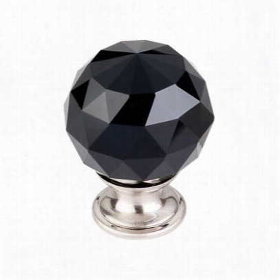 Top Knobs Tk116bsn Crystal 1-3/8"" Black Crystal Knob With Brushed Satin Nickel B Ase