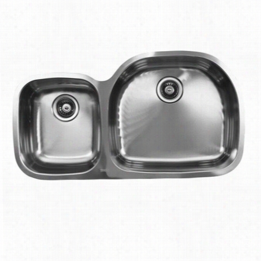 Ukinox D537.60.40.10r 35"" X 18"" X 10"" 60/40 Doule Basin S Tainless Steel Undermooutn Kitchen Sink