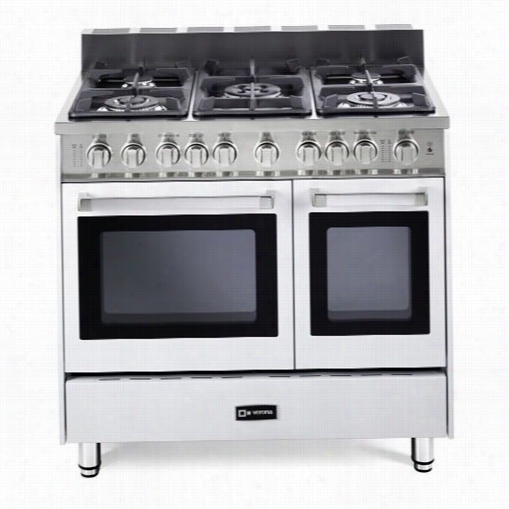 Verona Vefsgg365ndw 36"" Gasr Ange In White With Doube Oven