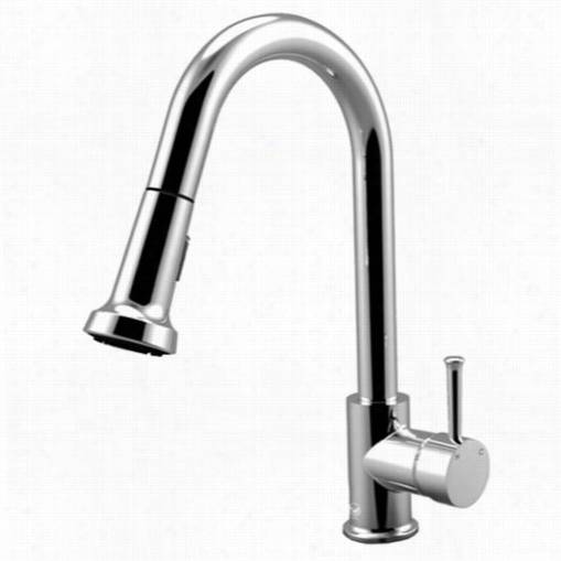 Vigo Vg02002ch 17-3/8""h Pull-out Sray Kitchen Faucet In Chrome Through  8-1/2&qu Ot;" Reach Spout