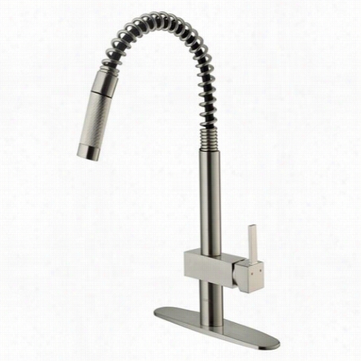 Vigo Vg02009stk1 18-3/8""h Pull Out Spray K Itchen Faucet In Stainless Knife With Deck Plate