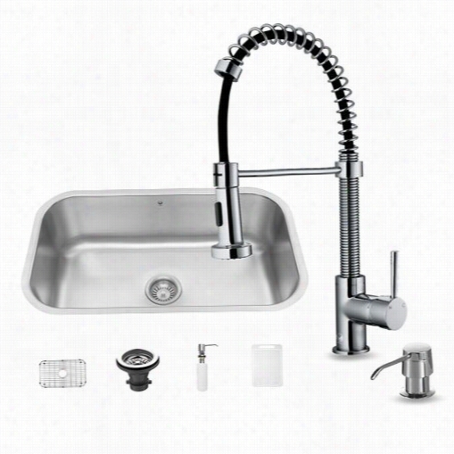 Vigo Vg15056 Undermount Sta1nless Tseel Kicthen Sink With Fauct, Strainer And Dispenser