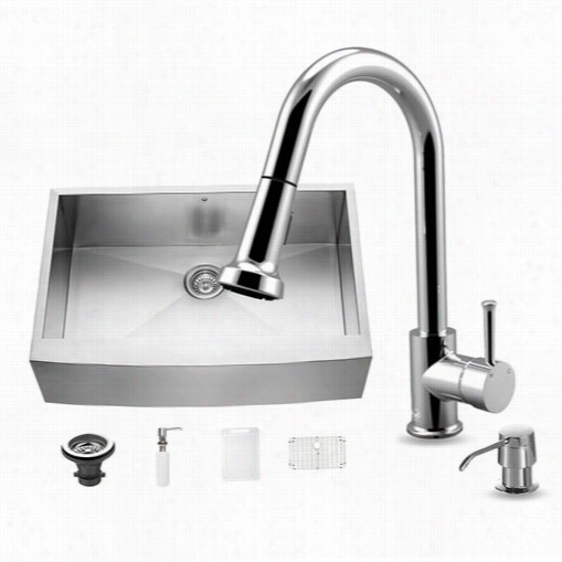 Viog Vg15124 All In One 33"" Farmhousestainless Steel K Itchen Sink And Hcrome Faucet Put