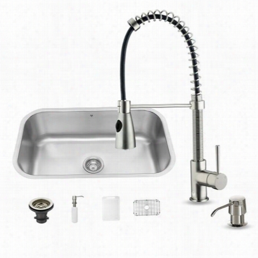 Vigo Vg15280 All In One 30"&qout; Undermount Stainless Steel Kitchen Sink And Faucet Set