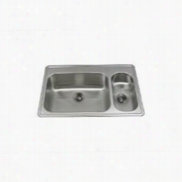 Whitehaus Wcld3-322 New England Double Bowl Spotless Steel Drop In Sink With Mirrored Ledge