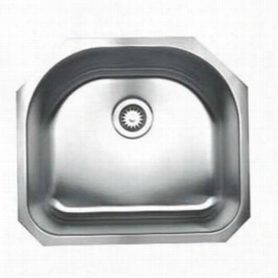 Whitehaus Whnu2119 Noah's 23-1/4" ;" Single Bowl D-bowl Undermount Sink In Brushed Stainless Steel