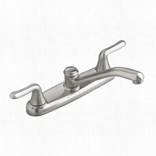 American Standard 4275.500f15.075 Colony Double Handle Kitchen Faucet In Sstainless Steel With Metal Deck Plate 1.5 Gpm