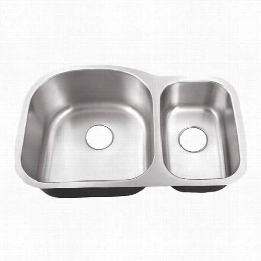 Belle Foret Bfm308 Undermount Stainle5s Steel 31-1/2"" X 20-1/2"" X 9&quo;" No Hole 70/30 Double Bowl Kitchen Sink In Sati Nbrush