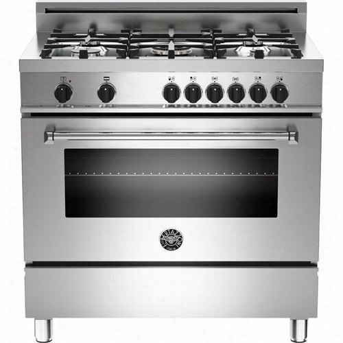 Bertazzoni Msa365dfmxe Main Basic 36"" Dual Fuel Manual Clean Raange In Stainless With 5 Aluminum Burners